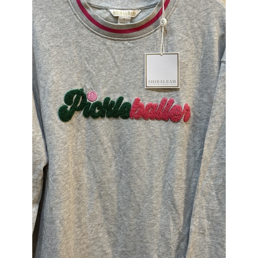 Shiraleah Pickleballer Sweatshirt Size L Pink Green Preppy Country Club - Picture 5 of 13